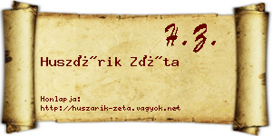 Huszárik Zéta névjegykártya